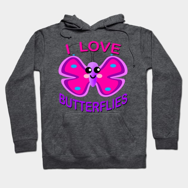 I love butterflies Cute Kawaii butterfly Hoodie by Brasilia Catholic